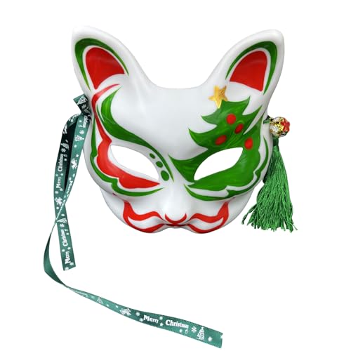 YangYong Kitsune Maske für Heiligabend, Fuchs Katze Hirsch Weihnachtsmann Bäume Dekoration Masken Festival Geschenk Kostüm Party (C) von YangYong
