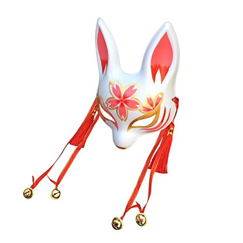 YangYong Little Bunny Kitsune Maske, traditionelles japanisches Cosplay Kaninchen Fuchs Kabuki Maske Kimono Kostüm Zubehör Raumdekor von YangYong