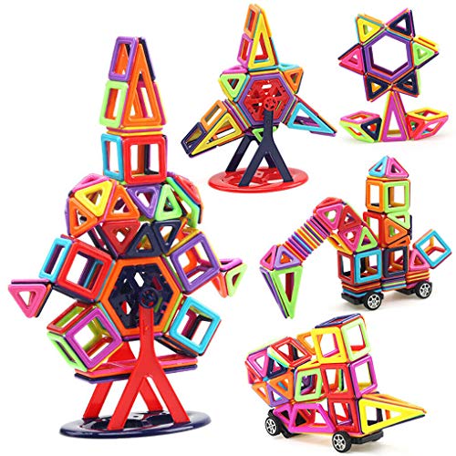 Yangers Magnetisch Bausteine ​​Set, 166 Stück Magnet Spielzeugkugeln Bausteine ​​Schlossräder Kleinkinder Pädagogisches Puzzle Alphabet Buchstaben und Zahlen für Kinder von Yangers