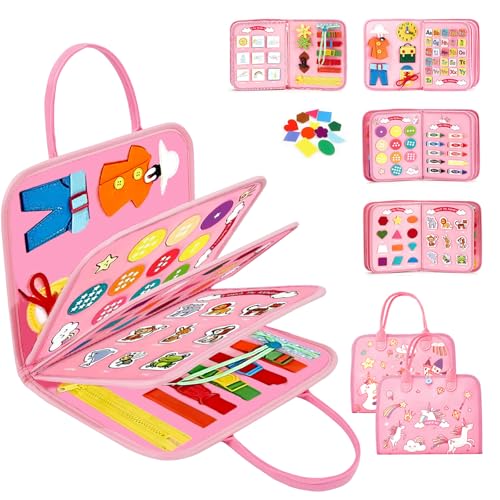 Yanghad Busy Board Montessori Spielzeug ab 1-4 Jahre | 9-in-1 Activity Board mit Sensorik & Motorikspielzeug, Tragbares Motorikbrett für Auto/Flugzeug Reisen, Geschenk für Jungen Mädchen von Yanghad