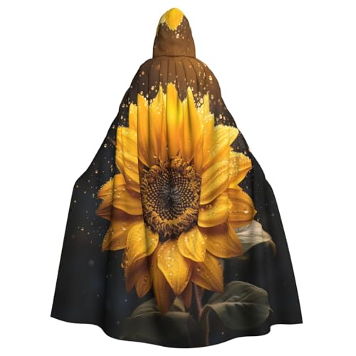 Wunderschöner Sonnenblumen-Umhang mit 4 Aufdrucken für Erwachsene, Kapuzenumhang für Halloween, Tod, Vampir, Cosplay-Kostüme von Yanglong