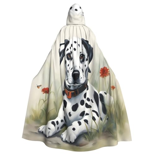 Yanglong Uni-Bademantel mit Dalmatiner-Druck, Kapuzenumhang für Erwachsene, Halloween, Tod, Vampir, Cosplay-Kostüme von Yanglong