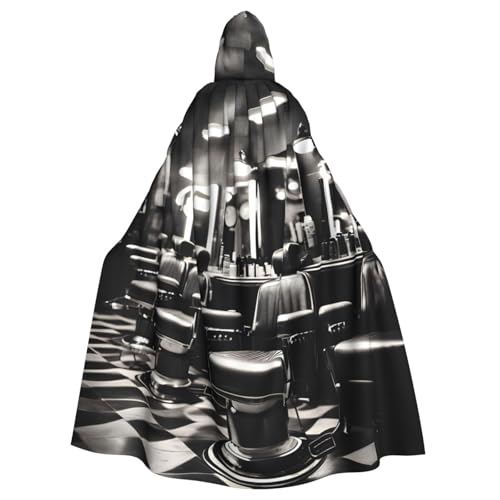 Yanglong Uni Barber Shop Monochromer Stil Druck Robe Capes Erwachsene Kapuzenumhang für Halloween Tod Vampir Cosplay Kostüme von Yanglong