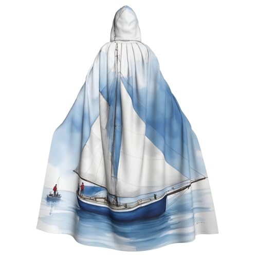 Yanglong Uni Blaues Segelboot 1 Druck Robe Capes Erwachsene Kapuzenumhang für Halloween Tod Vampir Cosplay Kostüme von Yanglong