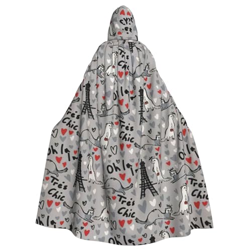Yanglong Uni Kapuzenumhang mit Frettchen-Motiv, für Erwachsene, für Halloween, Tod, Vampir, Cosplay-Kostüme von Yanglong