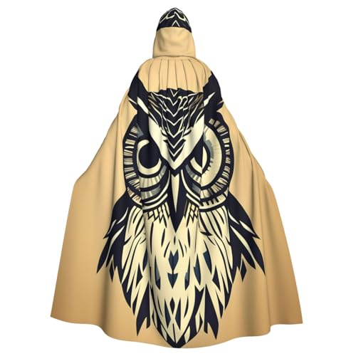 Yanglong Uni Kapuzenumhang mit süßem Eulen-Druck, für Erwachsene, für Halloween, Tod, Vampir, Cosplay-Kostüme von Yanglong