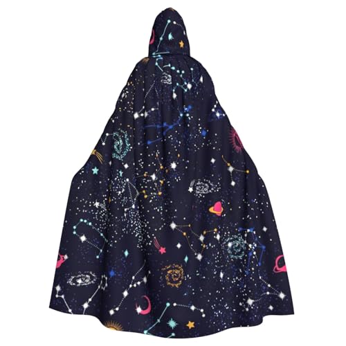 Yanglong Uni Stern-Konstellationskarte bedruckter Umhang mit Kapuze, Umhang für Erwachsene, für Halloween, Tod, Vampir, Cosplay-Kostüme von Yanglong