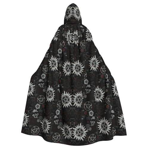Yanglong Uni Supernatural Symbole, schwarzer Aufdruck, Bademantel, Umhang mit Kapuze, für Halloween, Tod, Vampir, Cosplay-Kostüme von Yanglong