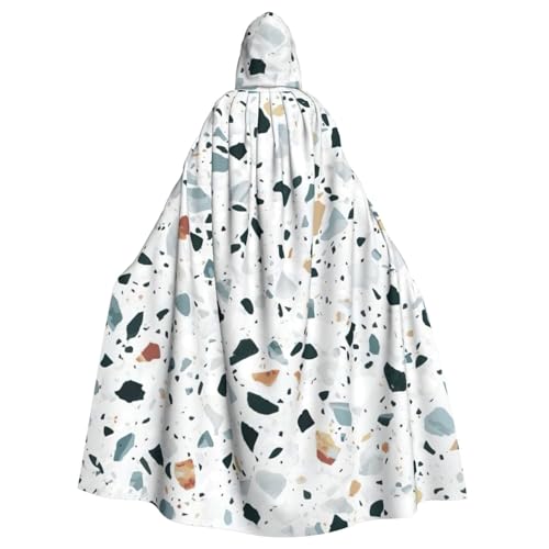 Yanglong Uni Terrazzo Bademantel mit Kapuze, Marmor, Pastelldruck, für Erwachsene, für Halloween, Tod, Vampir, Cosplay-Kostüme von Yanglong