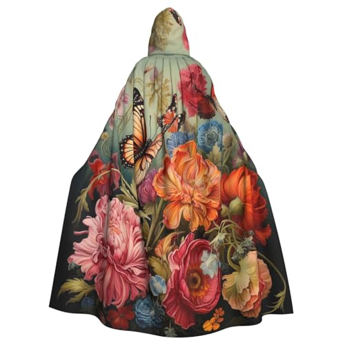 Yanglong Uni Umhang mit Kapuze und Blumen und Schmetterlingen für Erwachsene, für Halloween, Tod, Vampir, Cosplay-Kostüme Yanglong Uni Umhang mit Kapuze und Blumen und Schmetterlingen für Erwachsene, für Halloween, Tod, Vampir, Cosplay-Kostüme von Yanglong