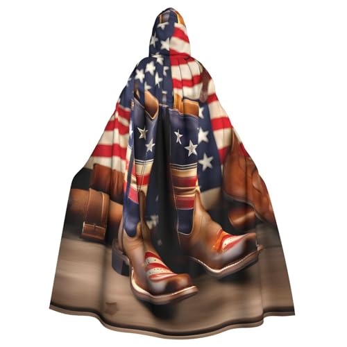 Yanglong Uni-Umhang mit amerikanischer Flagge mit Cowboystiefeln, Kapuzenumhang für Erwachsene, für Halloween, Tod, Vampir, Cosplay-Kostüme Yanglong Uni-Umhang mit amerikanischer Flagge mit Cowboystiefeln, Kapuzenumhang für Erwachsene, für Halloween, Tod, Vampir, Cosplay-Kostüme von Yanglong