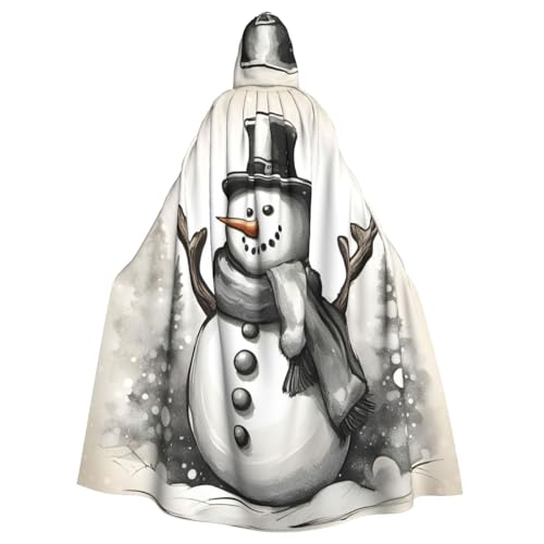 Yanglong Uni Weihnachtsumhang mit Schneemann, 1 Druck, Kapuzenumhang für Erwachsene, für Halloween, Tod, Vampir, Cosplay-Kostüme von Yanglong