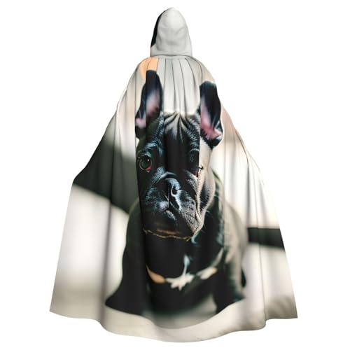 Yanglong Uni bezaubernder französischer Bulldoggen-Aufdruck, Umhang mit Kapuze, für Halloween, Tod, Vampir, Cosplay-Kostüme von Yanglong