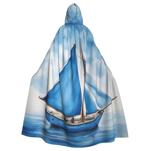 Yanglong Uni blau Segelboot Druck Kleidung Capes Capes erwachsenen Mantel mit Kapuze für Halloween Tod Vampir Cosplay Kostüme von Yanglong