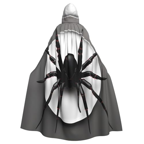 Yanglong Uni schwarzer Spinnen-Aufdruck, Kapuzenumhang für Erwachsene, für Halloween, Tod, Vampir, Cosplay-Kostüme von Yanglong