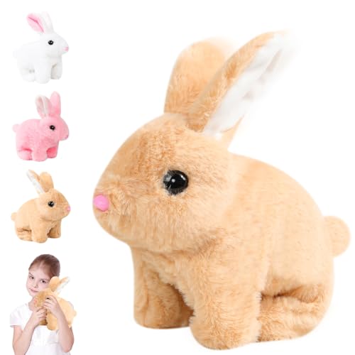 Yanlin Interaktives Kaninchen Spielzeug, Realistisches Kaninchen Spielzeug, Hüpfendes Kaninchen, Hasen Kuscheltiere Klein, Können Gehen und Sprechen, Ostern Geburtstagsgeschenk Plüschtier(Khaki) von Yanlin