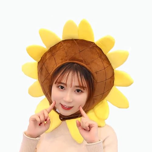 Yanmcxly Lustiger Hut zum Verkleiden, niedliche Sonnenblumen-Kopfbedeckung, Cosplay, Party, Kostüm, Kopfbedeckung (D) von Yanmcxly