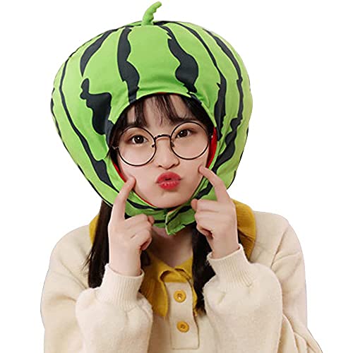 Yanmcxly Lustiger Verkleidungshut, niedliche Obst-Wassermelonen-Kopfbedeckung, Cosplay, Party, Kostüm, Kopfbedeckung (Wassermelone) von Yanmcxly