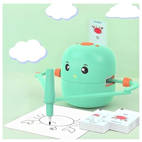 Zeichenroboter, Interaktiver Pädagogischer Zeichenroboter für Kinder, Intelligentes Zeichenlernspielzeug mit 100 Wortkarten, Malroboter für Kinder ab 5 Jahren (Green) von Yanmis