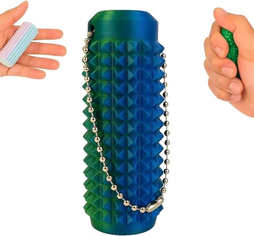 Regularlyk Portable Vibrant Colors Stim Tool, Sensory Motor Aids and Fidget Stim Tools for Adults, Compact and Calming Portable Stim Tool with Chain for Focus,Stress Relief (Green-Blue) von Yanobia