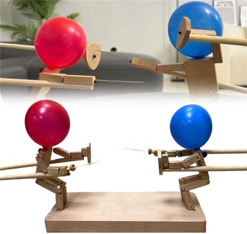 Yanobia Balloon Bamboo Man Battle, Wooden Bots Battle Game for 2 Players, Fast-Paced Balloon Fight, Wooden Fighter with Balloon Head, 2024 Best Whack A Balloon Game (30cm*3mm) von Yanobia