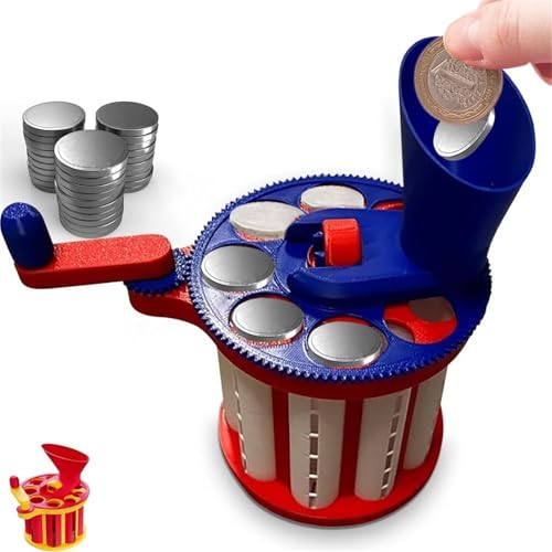 Yanobia Genius Coin Classifier, handgekröpfter Münzsortierer, 3D-gedruckte Sortiermaschine mit 8 Schlitz-Münztrenner und sichtbaren Aufbewahrungsröhren, einfach schütteln und sortieren (Blau) von Yanobia