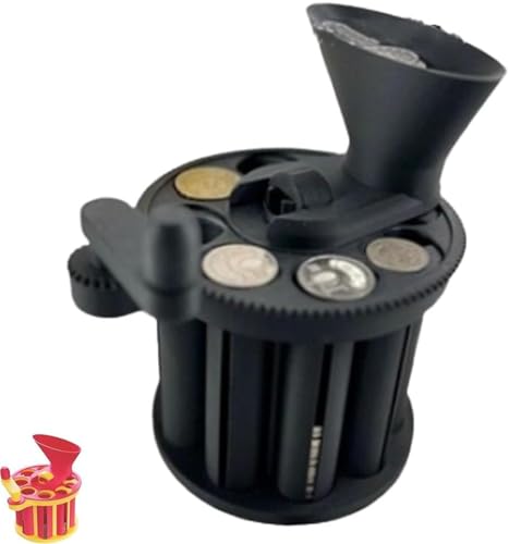 Yanobia Genius Coin Classifier, handgekröpfter Münzsortierer, 3D-gedruckte Sortiermaschine mit 8 Schlitz-Münztrenner und sichtbaren Aufbewahrungsröhren, einfach schütteln und sortieren (Schwarz) von Yanobia
