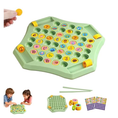 Flip Match Board Game, Animal Flip Chess Memory Game, 4-Player Matching Memory Chess, Fruit, Vegetable, and Transportation Themed Educational Toy Flip Board Game(Green-Animals) von Yanonug