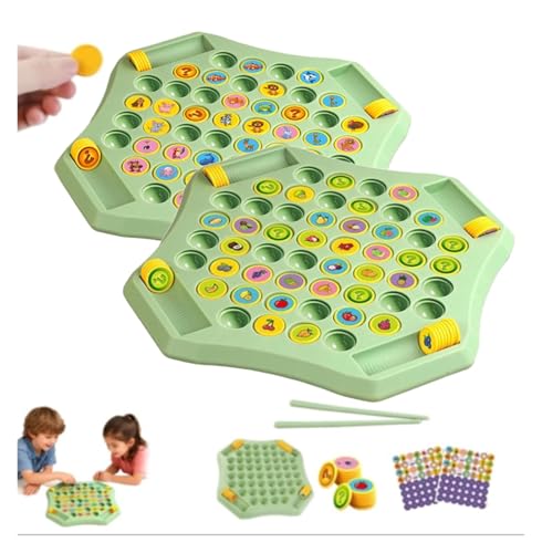 Flip Match Board Game, Animal Flip Chess Memory Game, 4-Player Matching Memory Chess, Fruit, Vegetable, and Transportation Themed Educational Toy Flip Board Game(Green-Animals+Fruit) von Yanonug