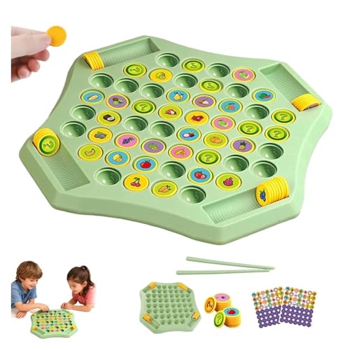 Flip Match Board Game, Animal Flip Chess Memory Game, 4-Player Matching Memory Chess, Fruit, Vegetable, and Transportation Themed Educational Toy Flip Board Game(Green-Fruit) von Yanonug