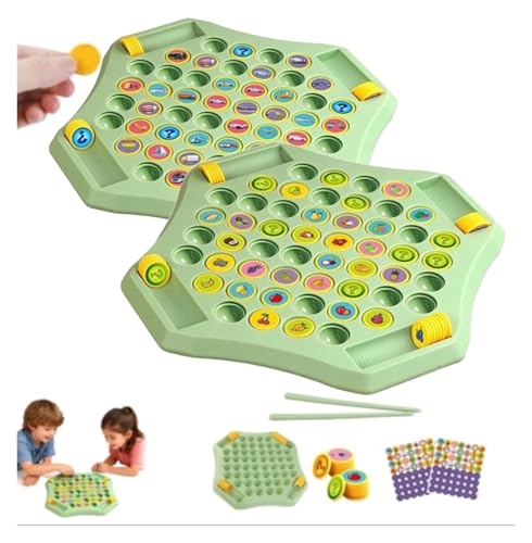 Flip Match Board Game, Animal Flip Chess Memory Game, 4-Player Matching Memory Chess, Fruit, Vegetable, and Transportation Themed Educational Toy Flip Board Game(Green-Fruit+Vehicle) von Yanonug