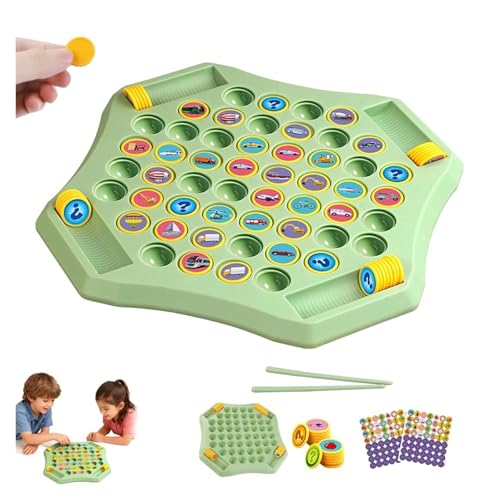 Flip Match Board Game, Animal Flip Chess Memory Game, 4-Player Matching Memory Chess, Fruit, Vegetable, and Transportation Themed Educational Toy Flip Board Game(Green-Vehicle) von Yanonug