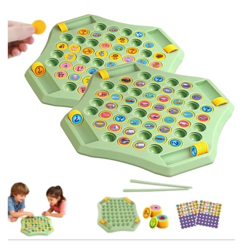Flip Match Board Game, Animal Flip Chess Memory Game, 4-Player Matching Memory Chess, Fruit, Vegetable, and Transportation Themed Educational Toy Flip Board Game(Green-Vehicle+Animals) von Yanonug