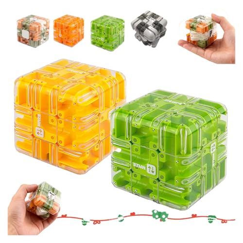 Large 3D Puzzle Maze Cube - Fascinating Brain Teaser Toy, Smart Rolling Ball 3D Puzzle Maze Ball, Difficult Challenging Educational Toy for Adults(Green+Yellow) von Yanonug