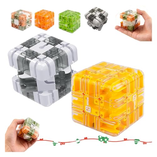 Large 3D Puzzle Maze Cube - Fascinating Brain Teaser Toy, Smart Rolling Ball 3D Puzzle Maze Ball, Difficult Challenging Educational Toy for Adults(Grey+Yellow) von Yanonug