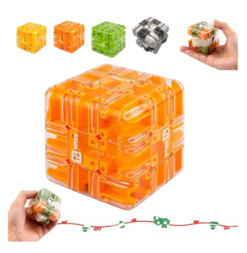Large 3D Puzzle Maze Cube - Fascinating Brain Teaser Toy, Smart Rolling Ball 3D Puzzle Maze Ball, Difficult Challenging Educational Toy for Adults(Orange) von Yanonug
