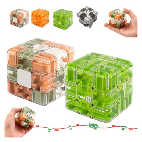 Large 3D Puzzle Maze Cube - Fascinating Brain Teaser Toy, Smart Rolling Ball 3D Puzzle Maze Ball, Difficult Challenging Educational Toy for Adults(Polychrome+Green) von Yanonug