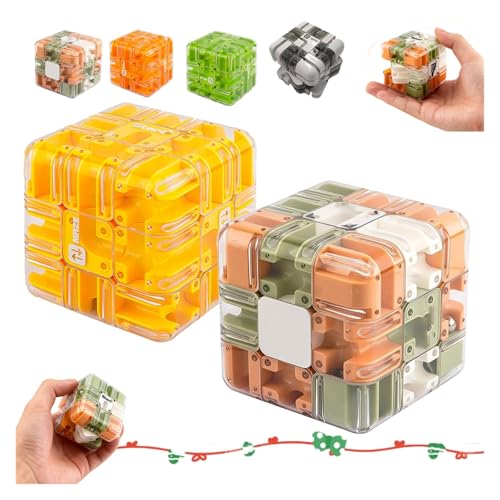 Large 3D Puzzle Maze Cube - Fascinating Brain Teaser Toy, Smart Rolling Ball 3D Puzzle Maze Ball, Difficult Challenging Educational Toy for Adults(Polychrome+Yellow) von Yanonug