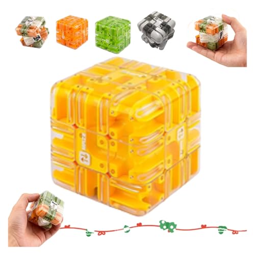 Large 3D Puzzle Maze Cube - Fascinating Brain Teaser Toy, Smart Rolling Ball 3D Puzzle Maze Ball, Difficult Challenging Educational Toy for Adults(Yellow) von Yanonug