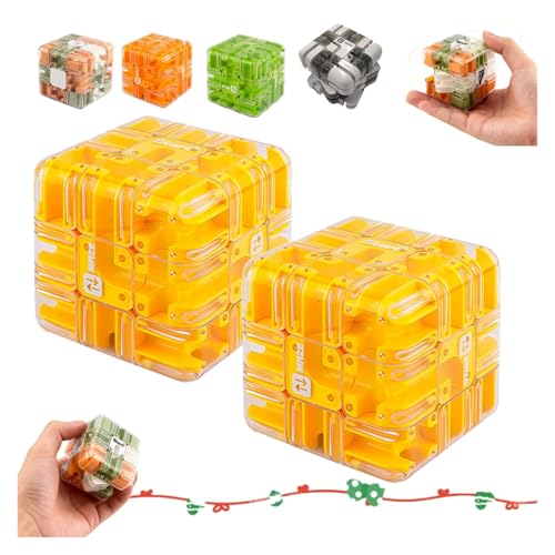 Large 3D Puzzle Maze Cube - Fascinating Brain Teaser Toy, Smart Rolling Ball 3D Puzzle Maze Ball, Difficult Challenging Educational Toy for Adults(Yellow-2pcs) von Yanonug