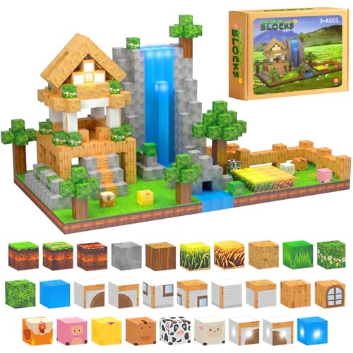 Magnetische Bausteine, 138 Stück Magnetic Building Blocks mit LED Lampe, Magnetbausteine zum Thema Bauernhof, Magnet Spiel Montessori Spielzeug für Kinder Jungen und Mädchen ab 3 4 5 6 7 8 9 10 Jahre Magnetische Bausteine, 138 Stück Magnetic Building Blocks mit LED Lampe, Magnetbausteine zum Thema Bauernhof, Magnet Spiel Montessori Spielzeug für Kinder Jungen und Mädchen ab 3 4 5 6 7 8 9 10 Jahre von Yansoo