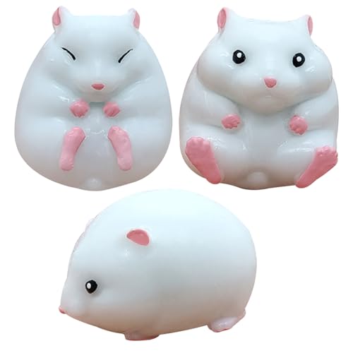 3pcs Stressspielzeug entzückender Hamster in 3 Stilen Süßes Stress -Relief -Spielzeug weiche Quetschiergummi Flüssigkeit Squeeze Spielzeug für Kinder Erwachsene, niedliche Spielzeuge | von Yaoliucp