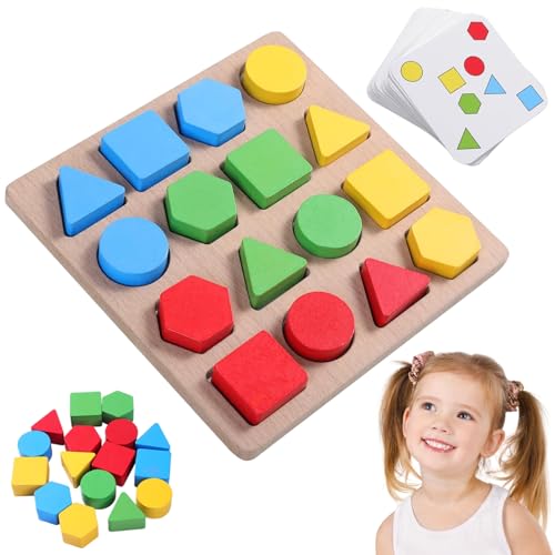 Formpassungsspiel, hölzerne Rätsel Formfarb-Matching-Spiel für Kinder, logische pädagogische Montessori-Spielzeuge für Senioren oder Kinder 3-6 Jahre alte Jungen Mädchen Montessori Spielzeug für 3 Ja von Yaoliucp