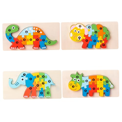 Holzrätsel für Kleinkinder, 4pcs farbenfrohe Elefant, Lamm, Kalb Dinosaurier Rätsel, pädagogisches Holzspielzeug für Kinder Jungen Mädchen 3+, Puzzle für Kinder Holzrätsel für Kleinkinder, 4pcs farbenfrohe Elefant, Lamm, Kalb Dinosaurier Rätsel, pädagogisches Holzspielzeug für Kinder Jungen Mädchen 3+, Puzzle für Kinder von Yaoliucp
