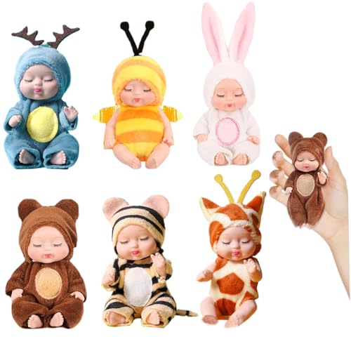 Mini -Babypuppen, 6pcs 4 Zoll niedliche Möglichkeiten kleiner Babypuppen, lebensechte realistische Mini -Puppen mit tierischen Kleidung, kleine Puppengeschenke für Kinder 3+ Geburtstag Babyparty, kle Mini -Babypuppen, 6pcs 4 Zoll niedliche Möglichkeiten kleiner Babypuppen, lebensechte realistische Mini -Puppen mit tierischen Kleidung, kleine Puppengeschenke für Kinder 3+ Geburtstag Babyparty, kle von Yaoliucp