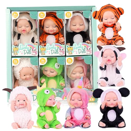Mini -Babypuppen 6PCs Schläfrige Gesicht beweglicher Joint Little Babypuppen mit unterschiedlichen Kleidern auf 4x2 -Zoll realistisch und entzückend PVC Tiny Doll, Geschenke für Mädchen wenig Mini -Babypuppen 6PCs Schläfrige Gesicht beweglicher Joint Little Babypuppen mit unterschiedlichen Kleidern auf 4x2 -Zoll realistisch und entzückend PVC Tiny Doll, Geschenke für Mädchen wenig von Yaoliucp
