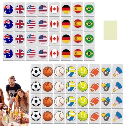 Mini Mahjong Set 64pcs Flag & Ballmuster Mahjong Tiles Escape Game 24mm Reise Set wiederverwendbarer Block Spiel für Spring Picnic Party Geschenk, Tiles Mini Mahjong Set 64pcs Flag & Ballmuster Mahjong Tiles Escape Game 24mm Reise Set wiederverwendbarer Block Spiel für Spring Picnic Party Geschenk, Tiles von Yaoliucp