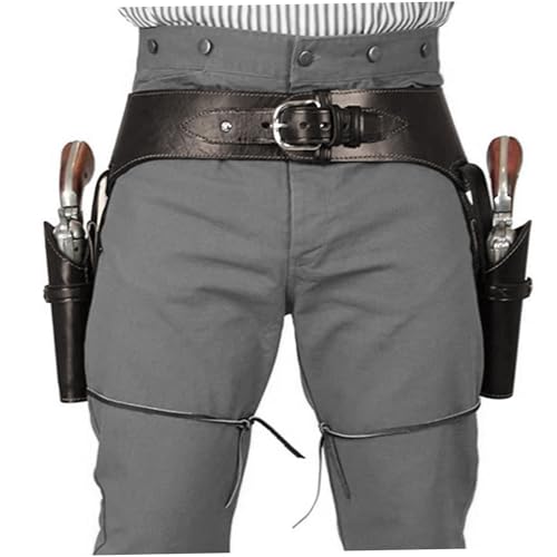 Spielzeugpistole und Gürtel, Cowboy -Waffengürtel pu Western mit Doppelrevolverhalter, eingröße Westgurte für Männer, Steampunk -Kostüm (Kaffeebraun) von Yaoliucp