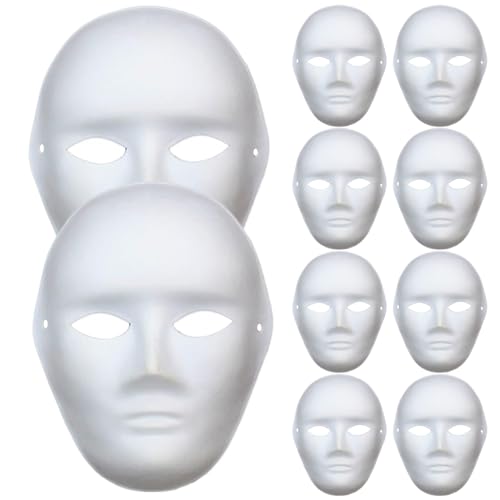 Yaoliucp 10pcs Halloween Maske weiße DIY-Kreativität mit Vollgesicht, 7, 5 x 9, 5 Zoll Kostümmaske mit Riemen, Farbe Papiermache für Frauen Männer Halloween Cosplay Party Weiß Yaoliucp 10pcs Halloween Maske weiße DIY-Kreativität mit Vollgesicht, 7, 5 x 9, 5 Zoll Kostümmaske mit Riemen, Farbe Papiermache für Frauen Männer Halloween Cosplay Party Weiß von Yaoliucp