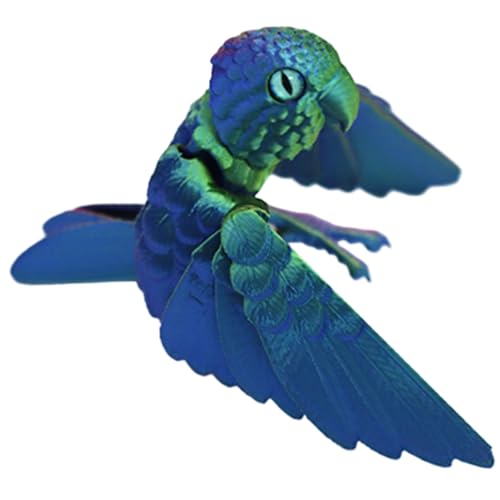 Yaoliucp 3D-gedruckte Tiere, 3-D-gedruckte Flexible Papageienspielzeug mit beweglichen Flügel und Gelenken, realistische Vogelspielzeug für Home Office Decor 3D-Tiere von Yaoliucp
